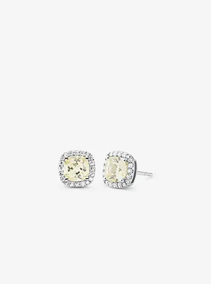 Precious Metal-Plated Sterling Silver Pavé Stud Earrings