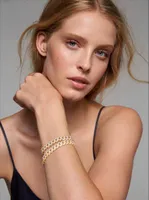 Precious Metal-Plated Sterling Silver Pavé Curb Link Bracelet