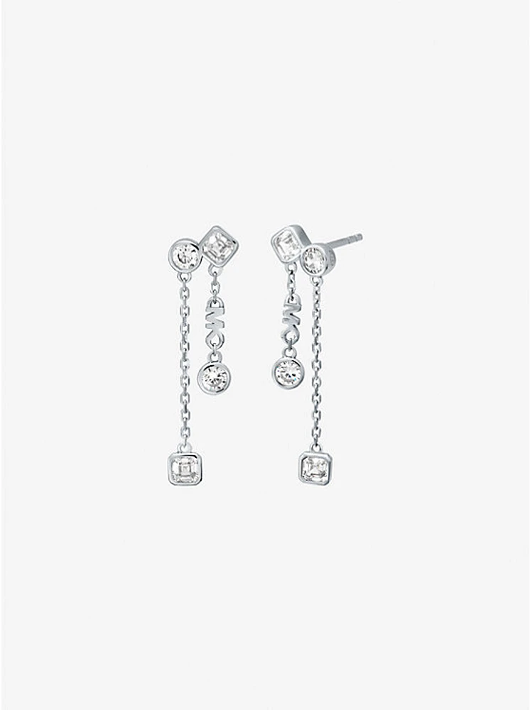 Precious Metal-Plated Sterling Silver Bezel Drop Earrings