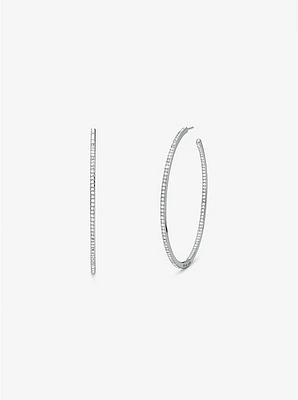 Precious Metal-Plated Brass Pavé Hoop Earrings