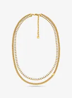 Precious Metal-Plated Brass Double Chain Tennis Necklace