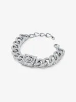 Precious Metal-Plated Brass Pavé Lock Curb Link Bracelet