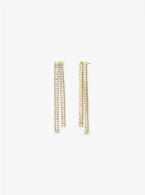 Precious Metal-Plated Brass Baguette Drop Earrings