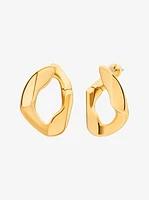 Precious Metal-Plated Brass Curb Link Hoop Earrings