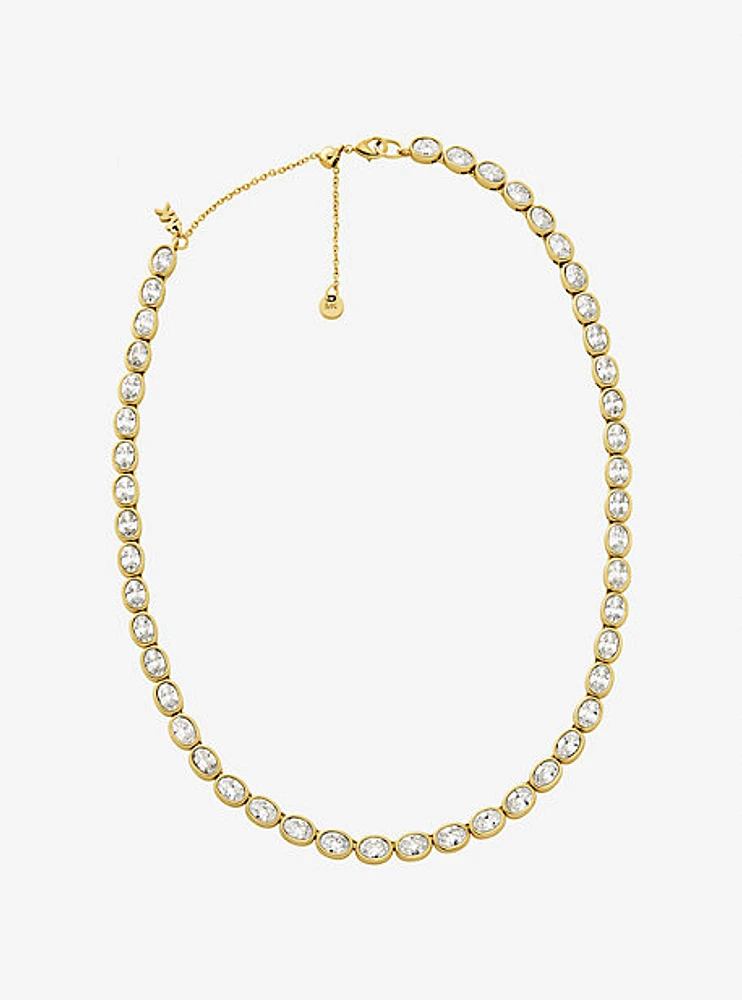 Precious Metal-Plated Cubic Zirconia Tennis Necklace