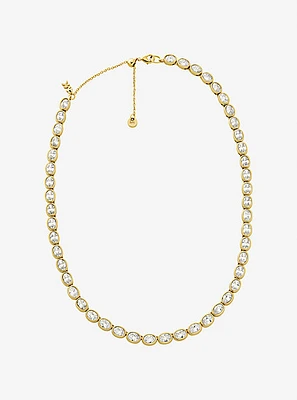 Precious Metal-Plated Cubic Zirconia Tennis Necklace