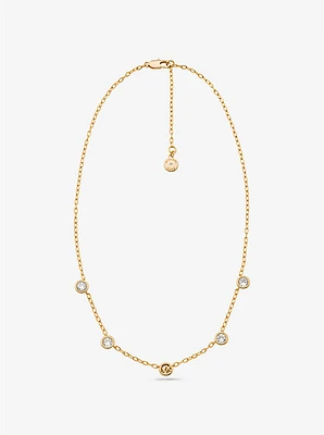 Logo Bezeled Pavé Necklace