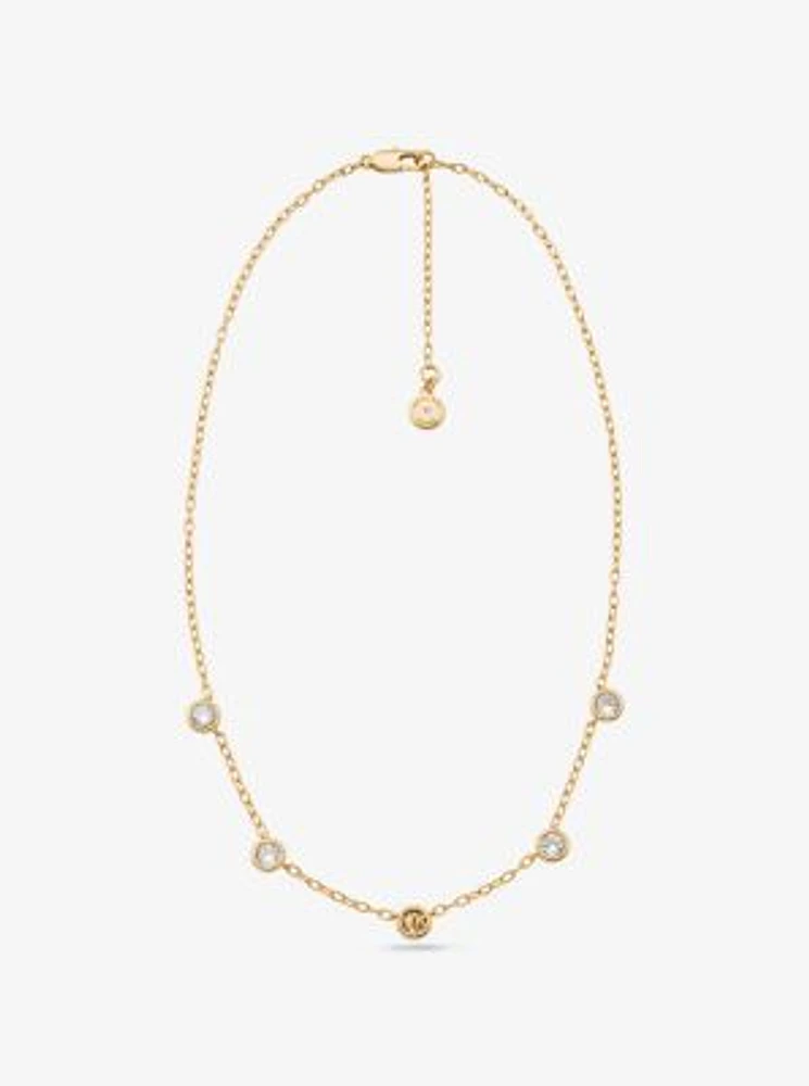 Logo Bezeled Pavé Necklace
