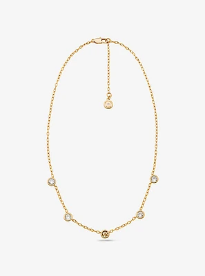 Logo Bezeled Pavé Necklace