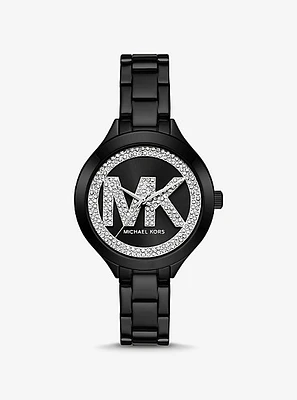 Aspyn Pavé Logo Black-Tone Watch