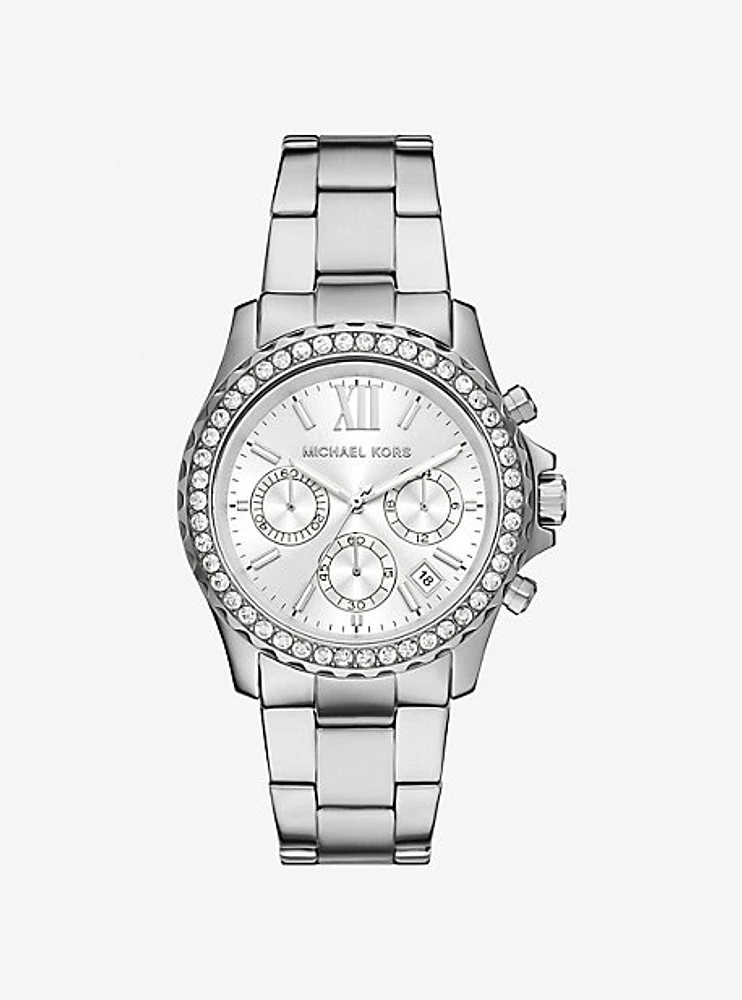 Oversized Everest Pavé Silver-Tone Watch