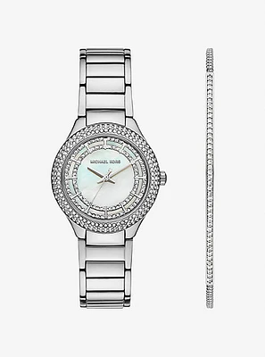 Mini Sylvia Pavé Silver-Tone Watch and Bracelet Gift Set