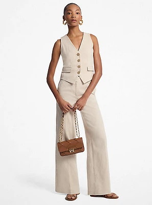 Linen and Cotton Twill Wide Leg Pants