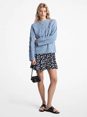 Cable Knit Nylon and Alpaca Blend Sweater