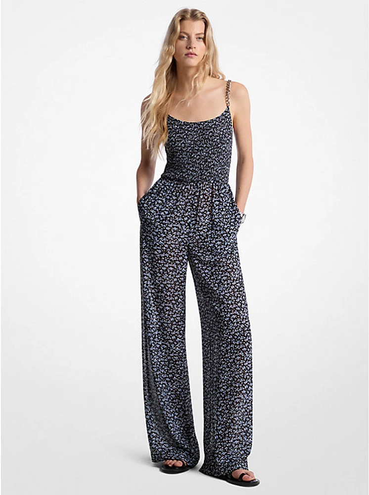 Floral Print Georgette Embellished Jumpsuit