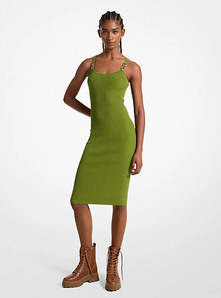 Ribbed Stretch Knit Midi Tank Dress