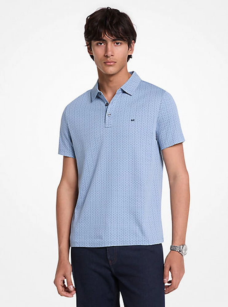Geo Ditsy Cotton Polo Shirt