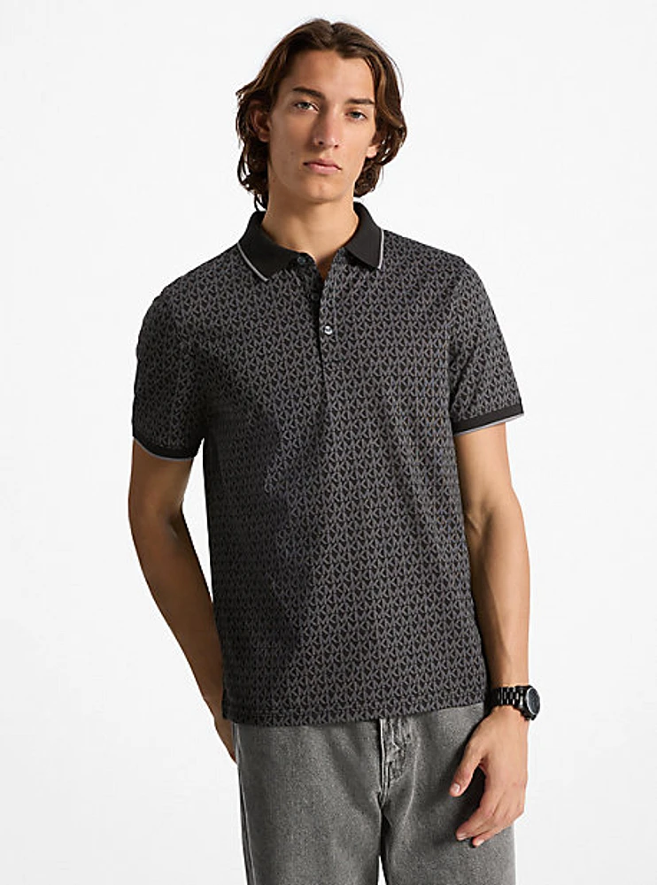 Greenwich Signature Logo Print Cotton Polo Shirt