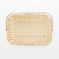 Bamboo Open Weave Basket with Handle - Small (W25.5 x D18 x H12 cm)