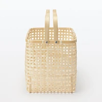 Bamboo Open Weave Basket with Handle - Large (W36 x D25.5 x H24 cm)