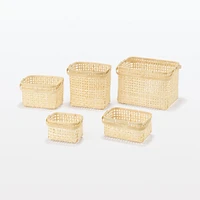 Bamboo Open Weave Basket with Handle - Large (W36 x D25.5 x H24 cm)
