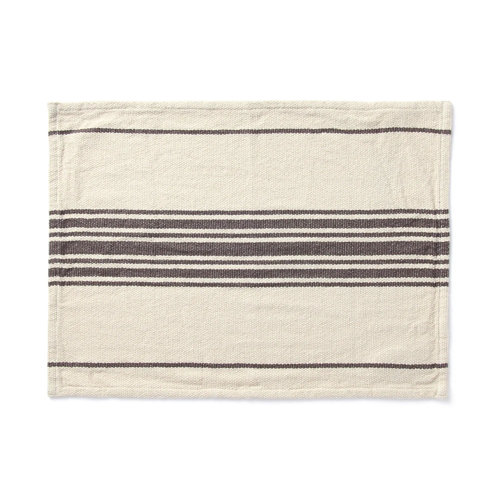 Low-Count Indian Cotton Placemat Center Striped - Natural Brown