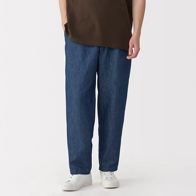 Men's Hemp Blend Denim Pleated Straight Pants
