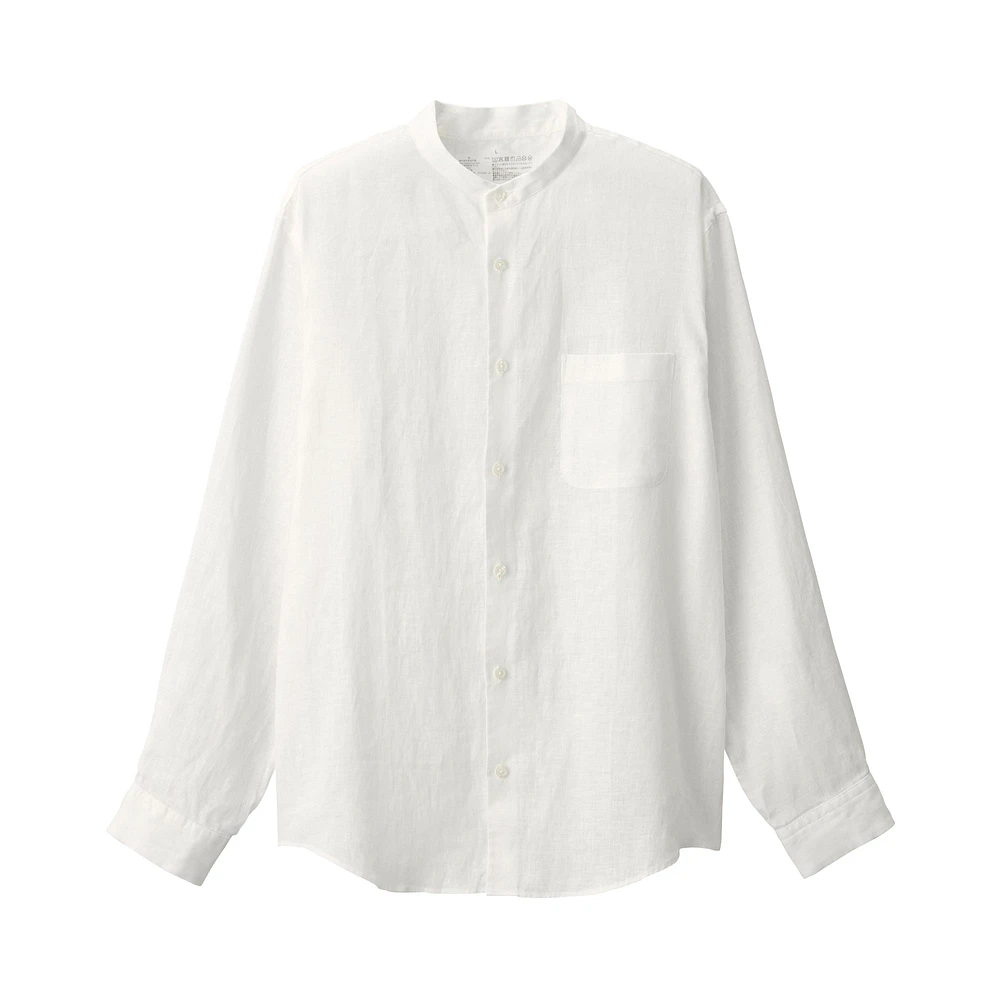 Men's Linen Stand Collar Shirt