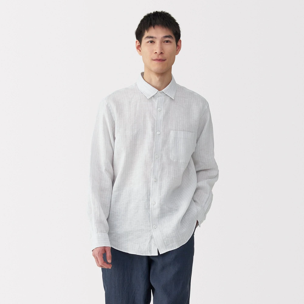 Men's Washed Linen Striped Shirt