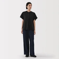Women's Kapok Blend Double Gauze Short Sleeve Blouse