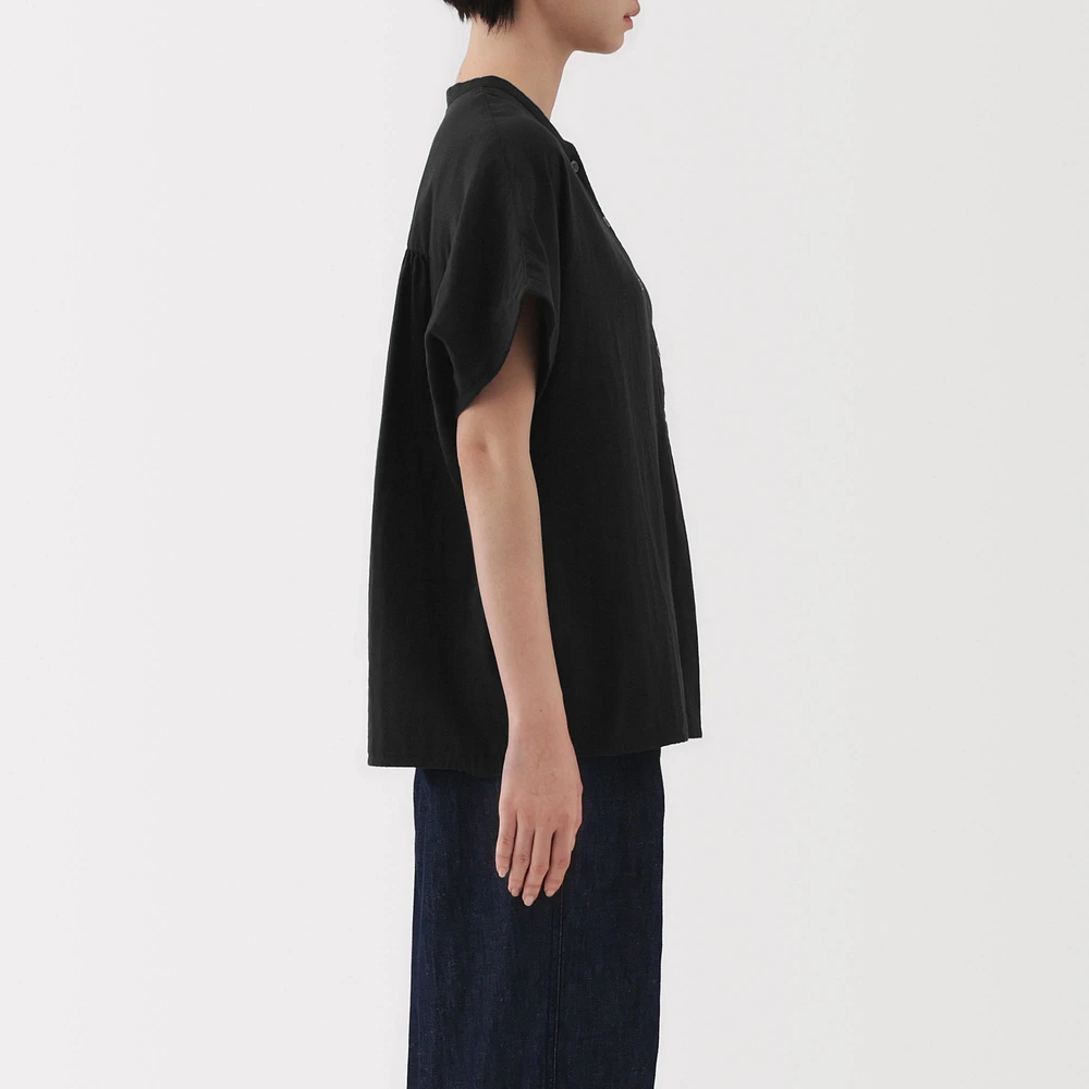 Women's Kapok Blend Double Gauze Short Sleeve Blouse