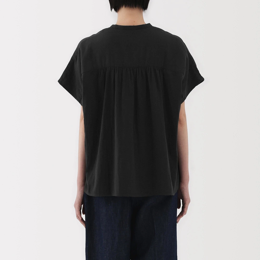 Women's Kapok Blend Double Gauze Short Sleeve Blouse