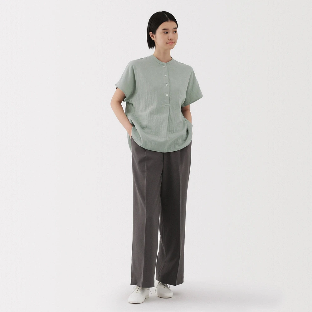 Women's Kapok Blend Double Gauze Short Sleeve Blouse