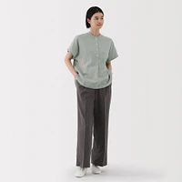 Women's Kapok Blend Double Gauze Short Sleeve Blouse