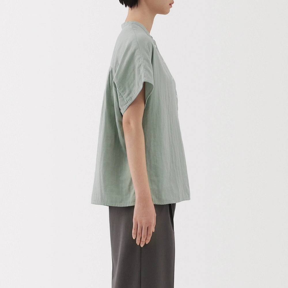 Women's Kapok Blend Double Gauze Short Sleeve Blouse