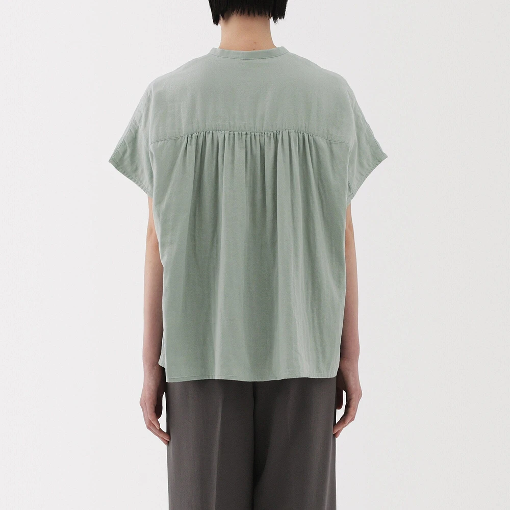 Women's Kapok Blend Double Gauze Short Sleeve Blouse