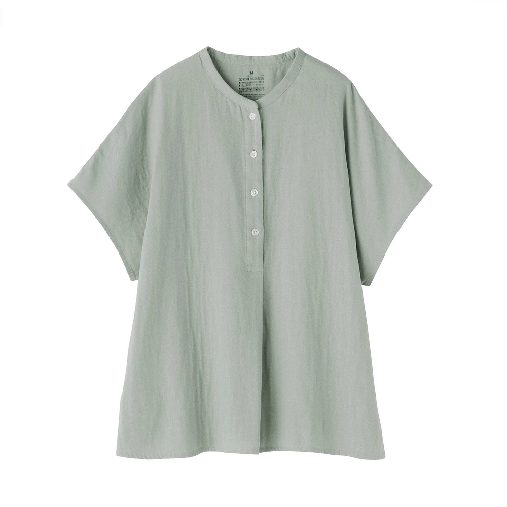 Women's Kapok Blend Double Gauze Short Sleeve Blouse