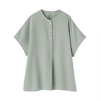 Women's Kapok Blend Double Gauze Short Sleeve Blouse