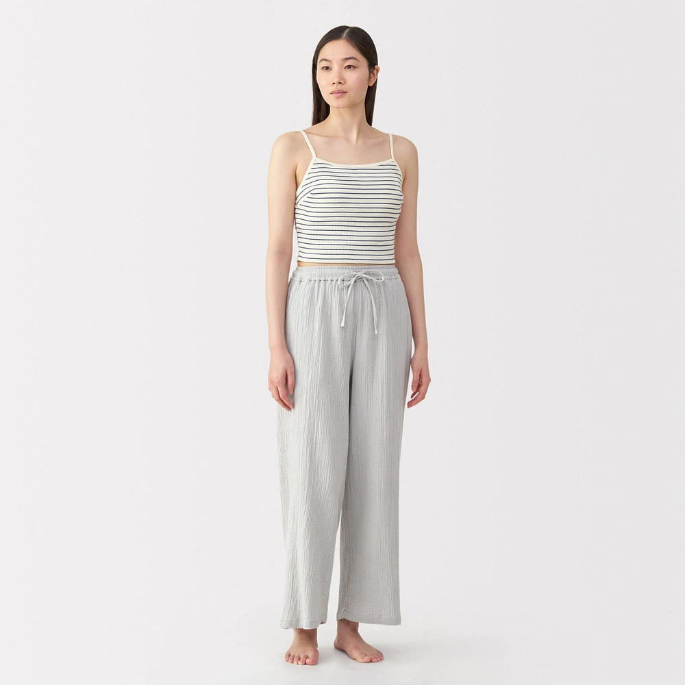 Women's Cotton Stretch Ribbed Cropped Bra Striped Camisole