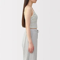 Women's Cotton Stretch Ribbed Cropped Bra Striped Camisole