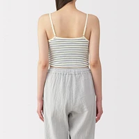 Women's Cotton Stretch Ribbed Cropped Bra Striped Camisole