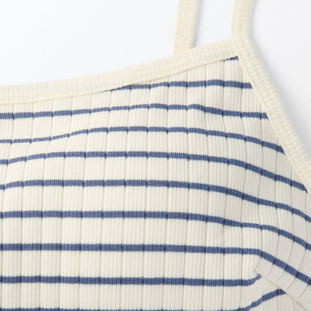 Women's Cotton Stretch Ribbed Cropped Bra Striped Camisole