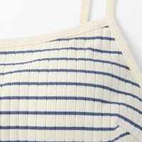 Women's Cotton Stretch Ribbed Cropped Bra Striped Camisole