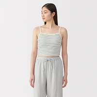 Women's Cotton Stretch Ribbed Cropped Bra Striped Camisole