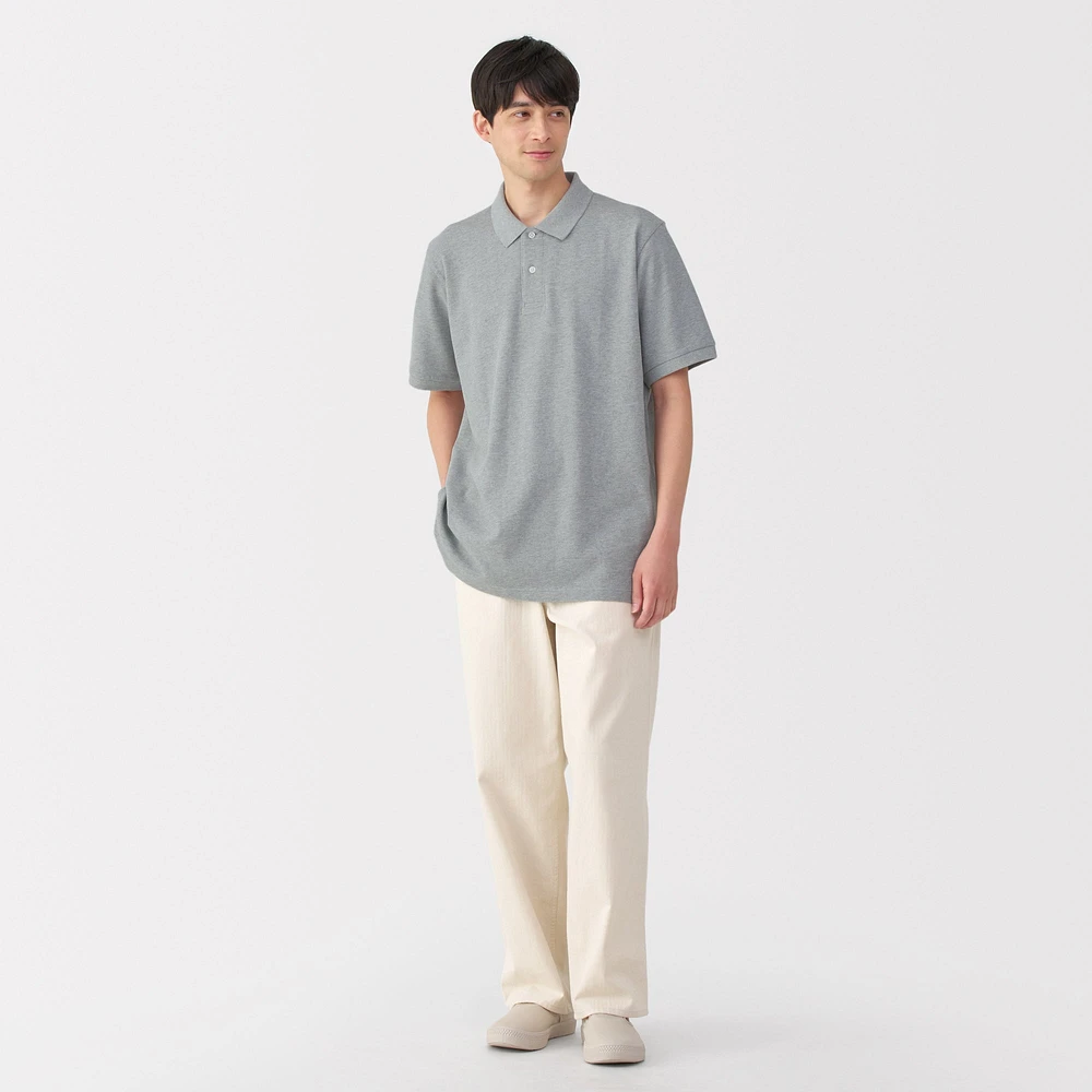 Men's Washed Pique Short Sleeve Polo Shirt