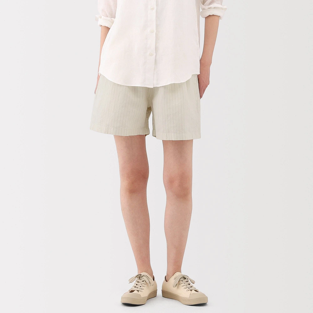 Women's Hemp Cotton Striped Easy Shorts
