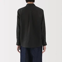 Women's Washed Linen Regular Collar Long Sleeve Shirt