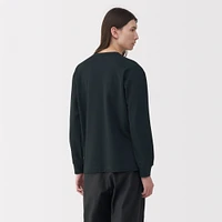 Labo Men's Traditional Knit Mini French Terry Crew Long Sleeve T-Shirt
