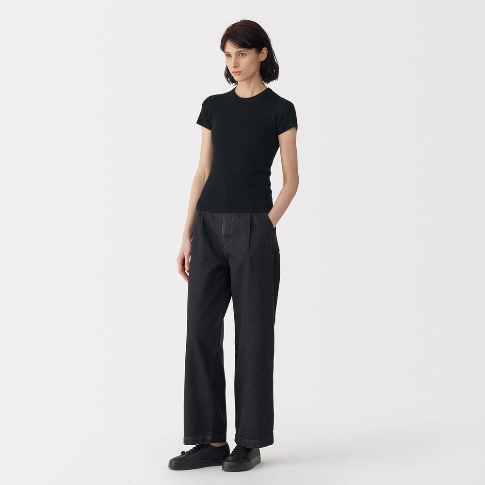 Labo Women's High Twist Cotton Knit Short Sleeve Pullover