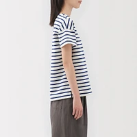 Women's Striped Boat Neck Short Sleeve T-Shirt